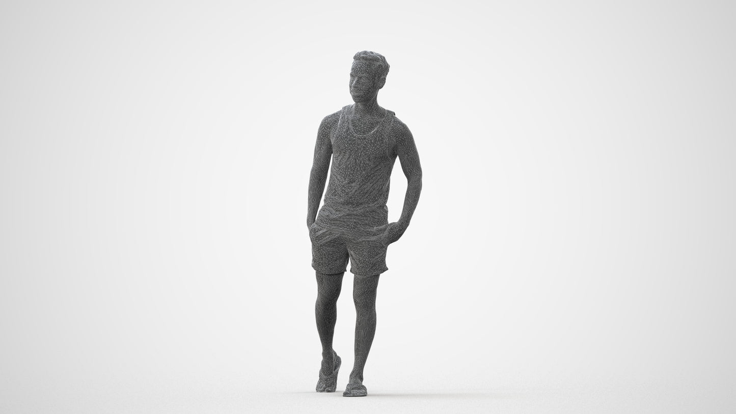 photogrammetry 3D man casual walking, realistic human model archviz FBX, square thumbnail