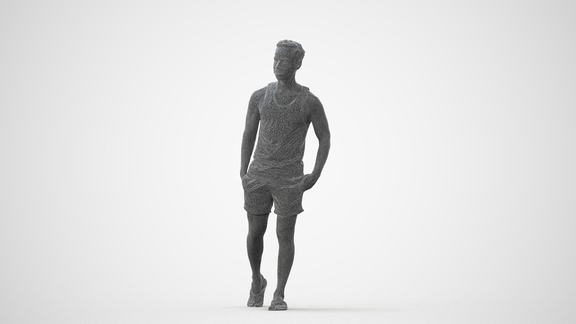 photogrammetry 3D man casual walking, realistic human model archviz FBX, square thumbnail