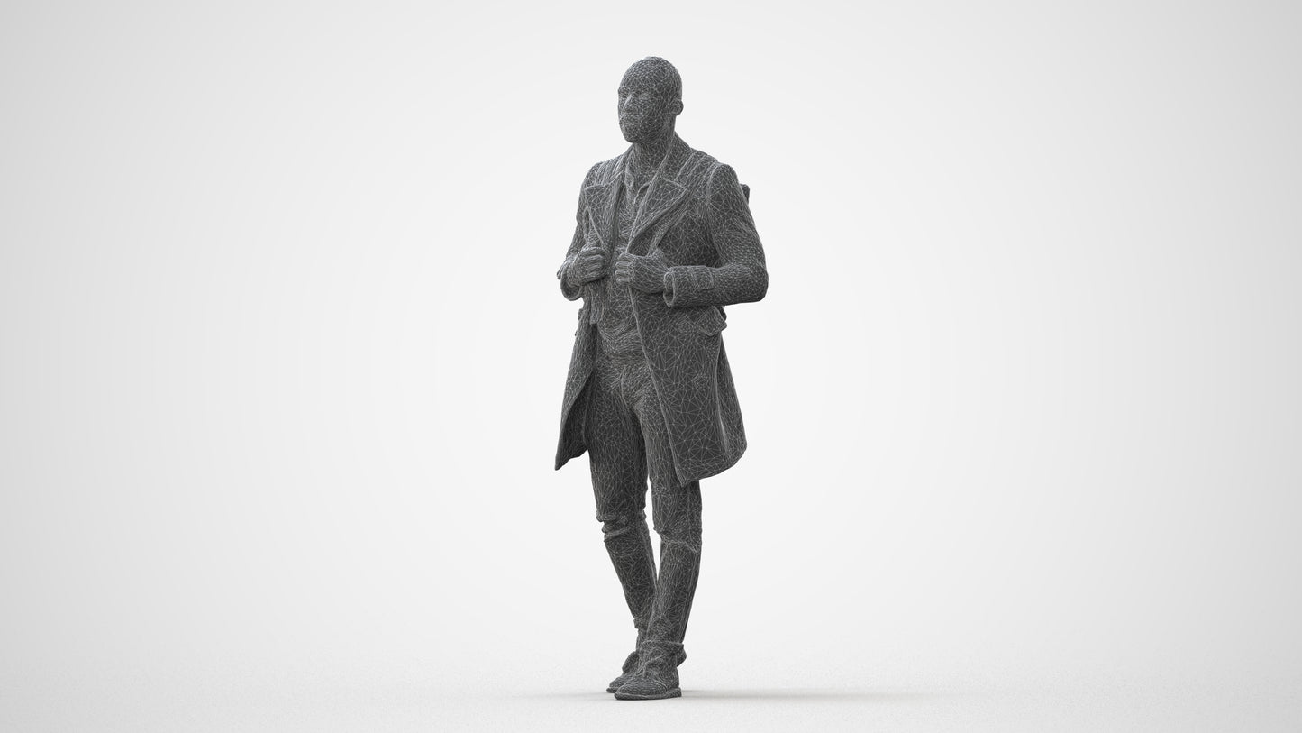 3D people model man casual walking, scanned human for 3ds Max rendering, square thumbnail