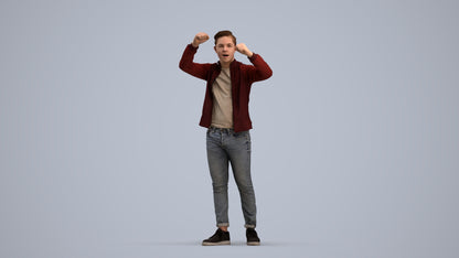 realistic 3D human boy casual kids, archviz people FBX OBJ for Blender, standing pose render