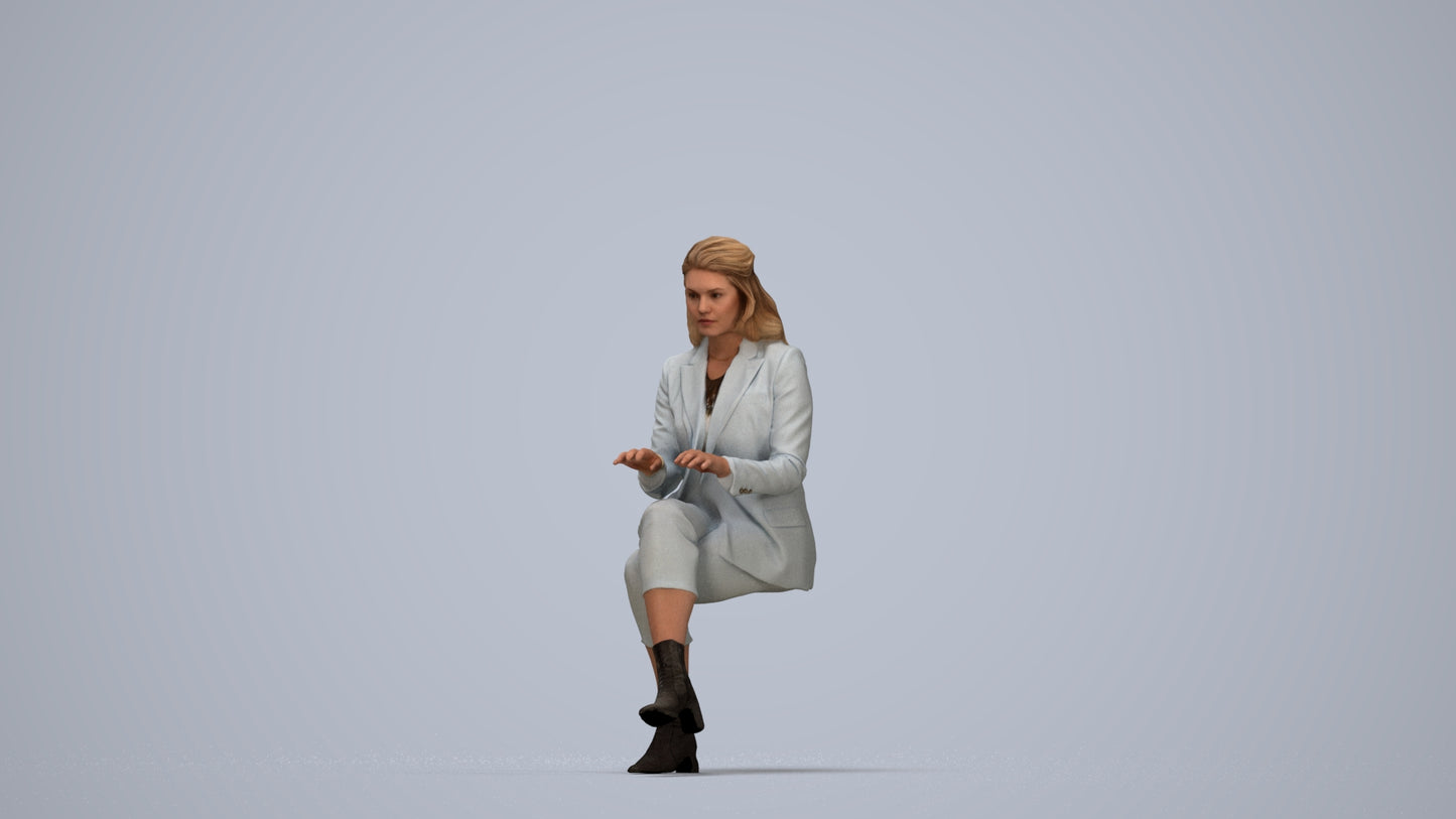 realistic 3D human woman business, archviz people FBX OBJ for Blender, top-down view render