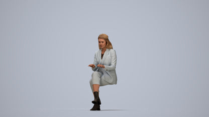 realistic 3D human woman business, archviz people FBX OBJ for Blender, top-down view render