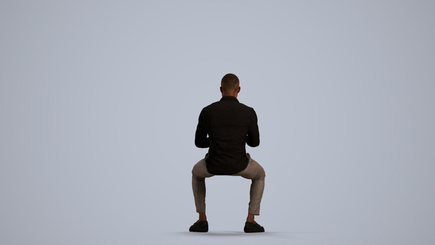 scanned 3D man business, photogrammetry people for Enscape and V-Ray, front view render