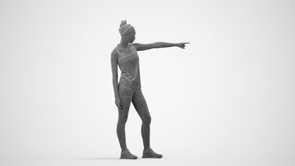 scanned 3D girl sport, photogrammetry people for Enscape and V-Ray, wireframe side view