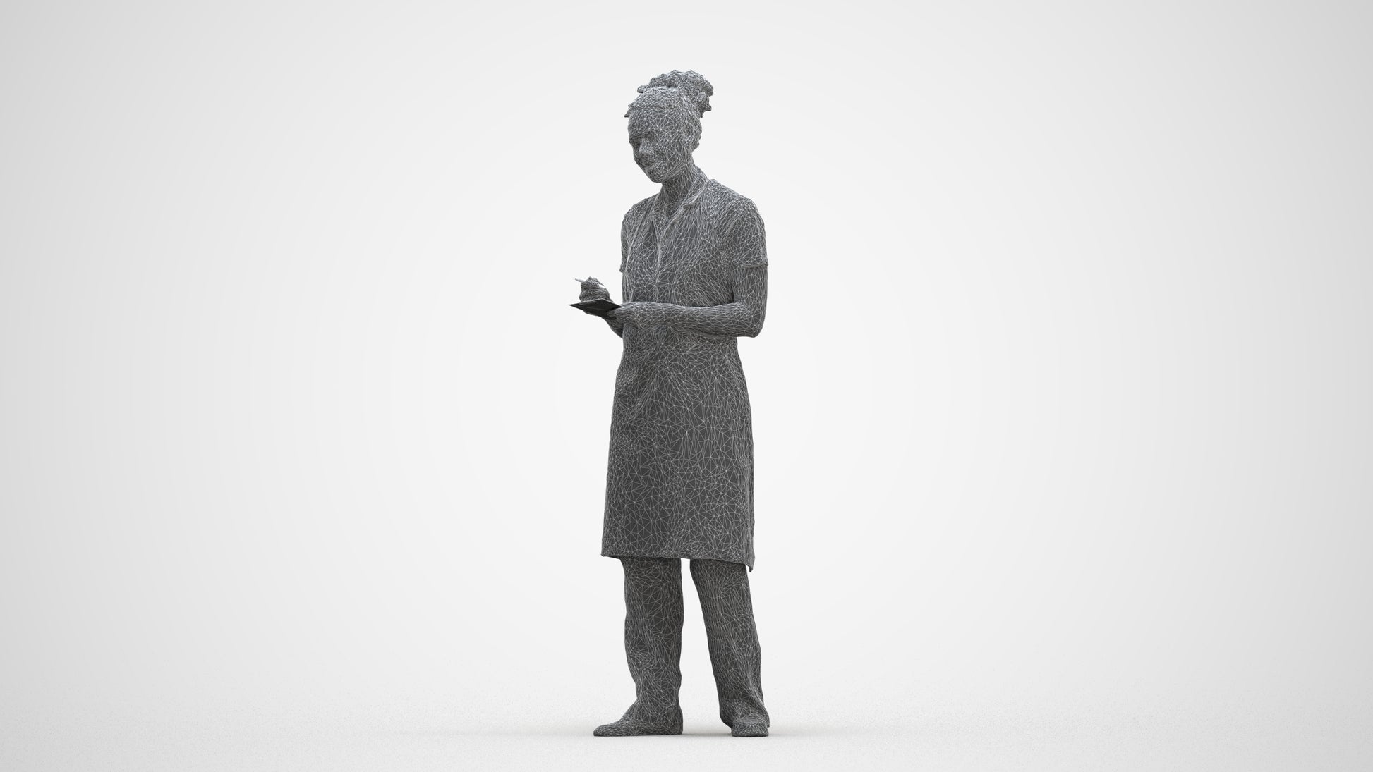 realistic 3D people woman hospitality, render-ready for V-Ray and Corona, FBX OBJ, three-quarter front view render