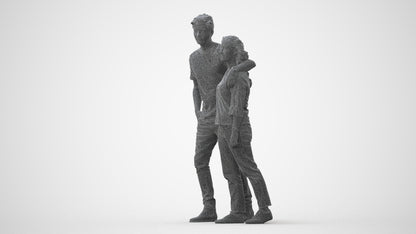 3D human model woman casual couple, photogrammetry scanned person for archviz, square thumbnail