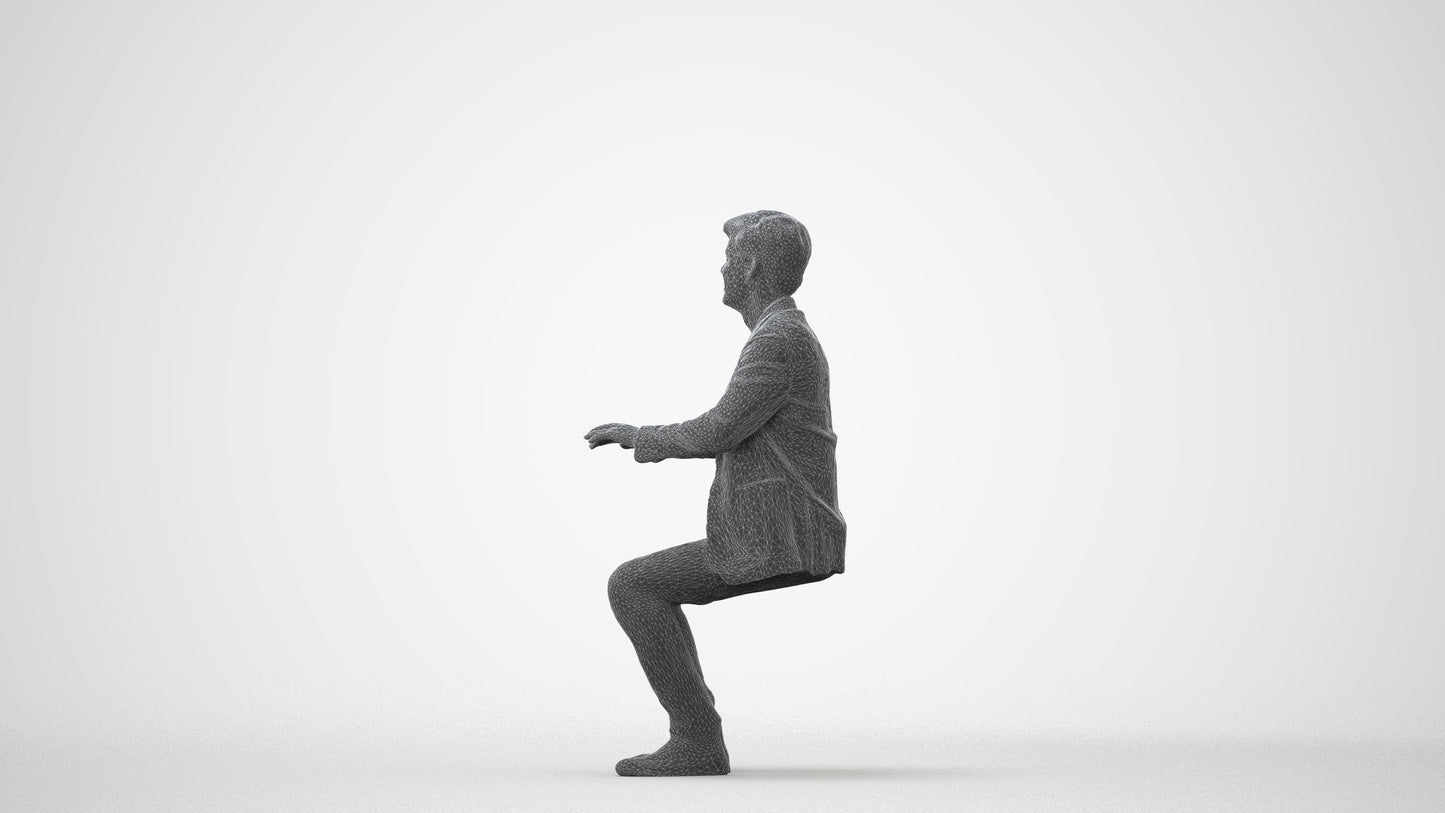 realistic 3D people man business sitting, render-ready for V-Ray and Corona, FBX OBJ, square thumbnail
