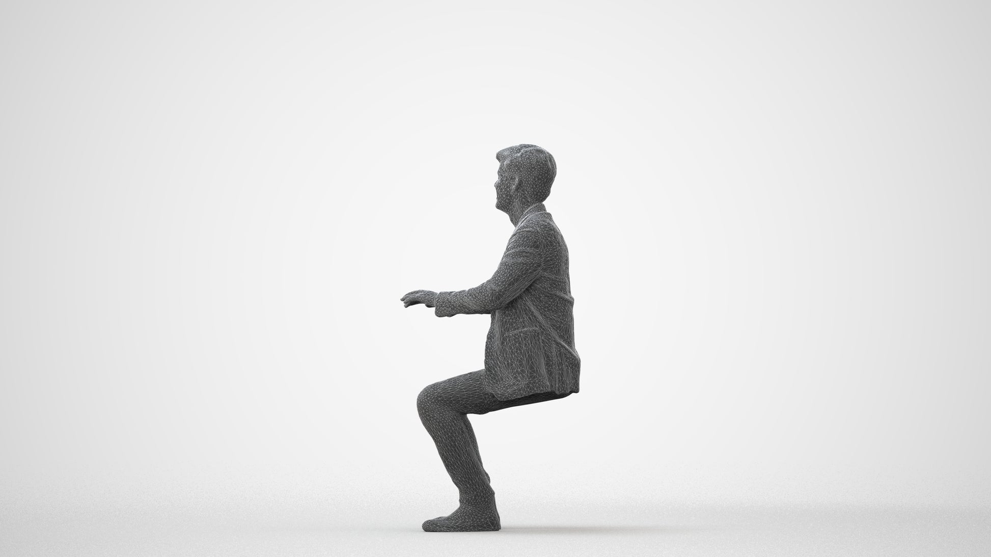 realistic 3D people man business sitting, render-ready for V-Ray and Corona, FBX OBJ, square thumbnail
