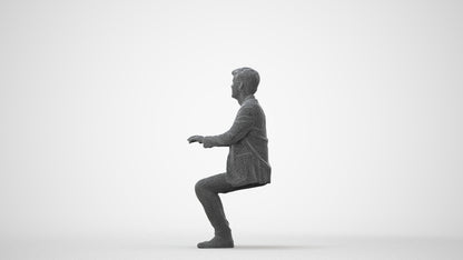 realistic 3D people man business sitting, render-ready for V-Ray and Corona, FBX OBJ, square thumbnail