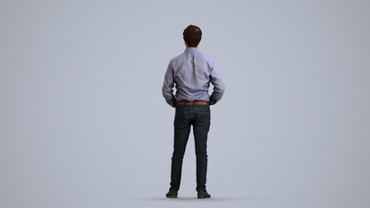 3D scanned man standing business, photorealistic archviz people for Enscape and SketchUp, front view render