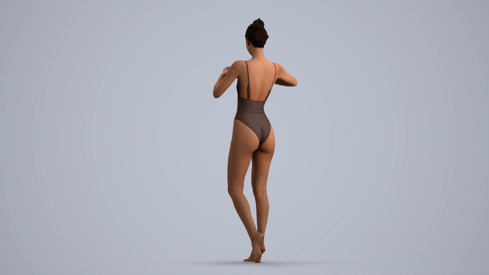 3D people model woman pool, scanned human for 3ds Max rendering, front view render