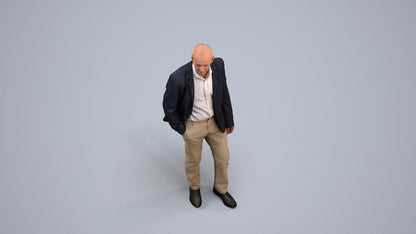 3D scanned senior man business, photorealistic archviz people for Enscape and SketchUp, back view render