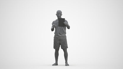 realistic 3D people man standing, render-ready for V-Ray and Corona, FBX OBJ, three-quarter front view render