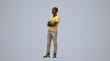 3D human model boy casual kids, photogrammetry scanned person for archviz, top-down view render