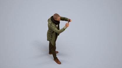 realistic 3D human man casual standing, archviz people FBX OBJ for Blender, back view render