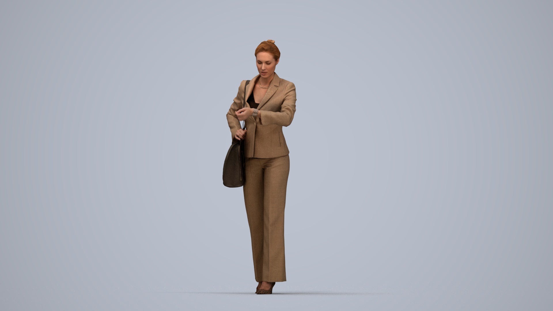 realistic 3D people woman business mix, render-ready for V-Ray and Corona, FBX OBJ, top-down view render