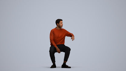 photogrammetry 3D man casual sitting, realistic human model archviz FBX, standing pose render