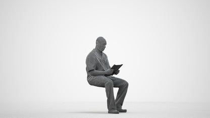 photogrammetry 3D man medical, realistic human model archviz FBX, wireframe side view
