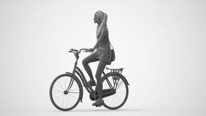3D people model woman casual cycling, scanned human for 3ds Max rendering, square thumbnail