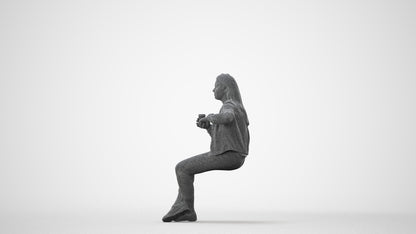 3D people model woman casual sitting, scanned human for 3ds Max rendering, square thumbnail