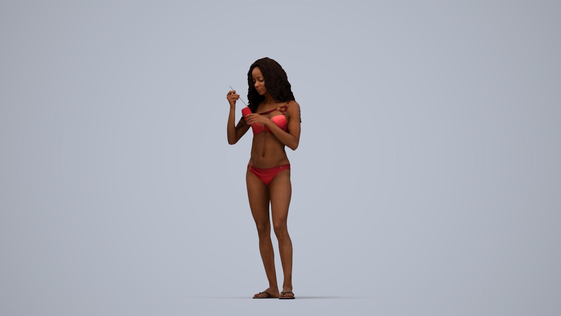 realistic 3D people woman pool, render-ready for V-Ray and Corona, FBX OBJ, top-down view render