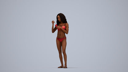realistic 3D people woman pool, render-ready for V-Ray and Corona, FBX OBJ, top-down view render