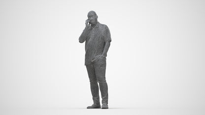 photogrammetry 3D man casual standing, realistic human model archviz FBX, wireframe back view