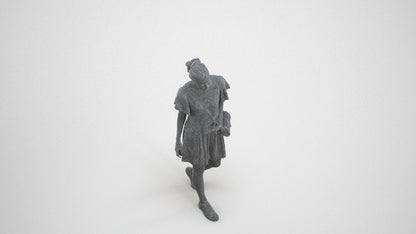 scanned 3D woman casual standing, photogrammetry people for Enscape and V-Ray, wireframe three-quarter view