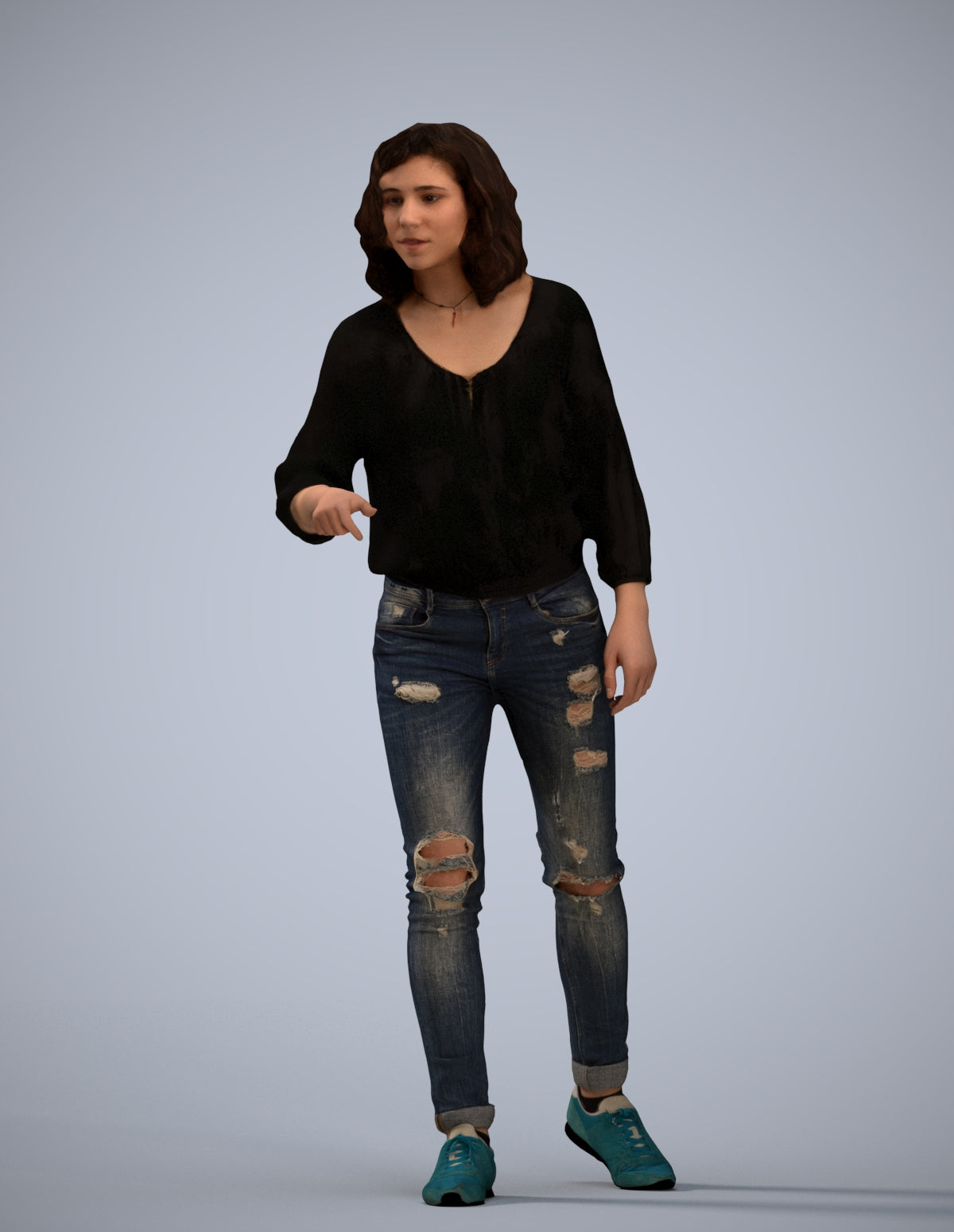 realistic 3D human woman casual mix, archviz people FBX OBJ for Blender
