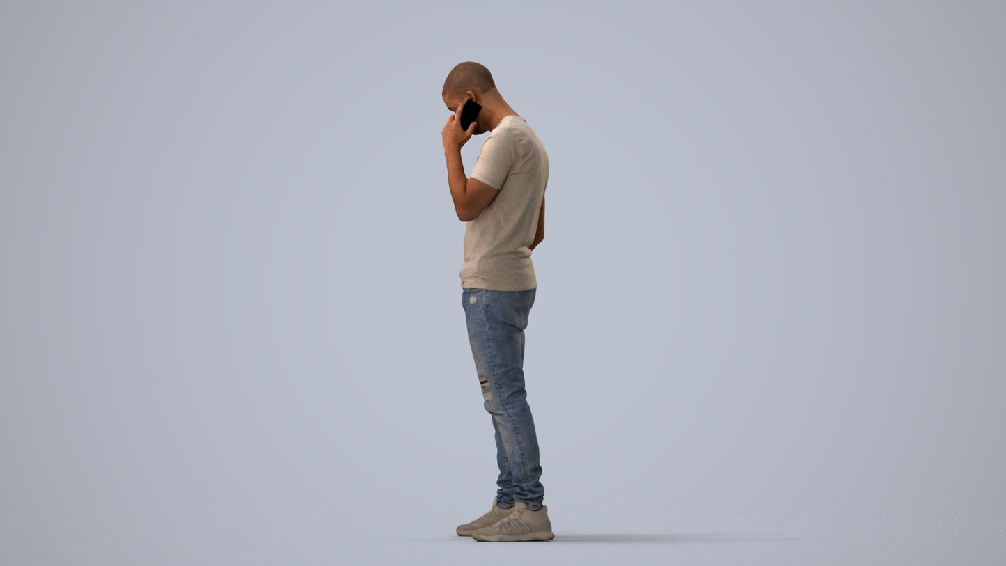 realistic 3D people man casual standing, render-ready for V-Ray and Corona, FBX OBJ, three-quarter view render