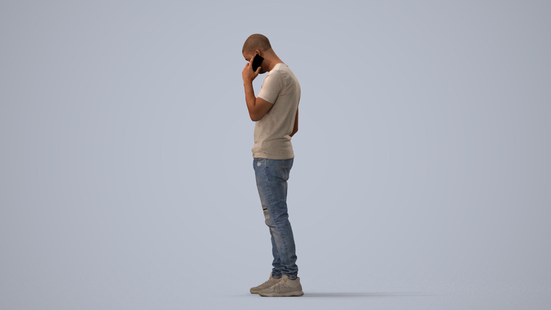 realistic 3D people man casual standing, render-ready for V-Ray and Corona, FBX OBJ, three-quarter view render