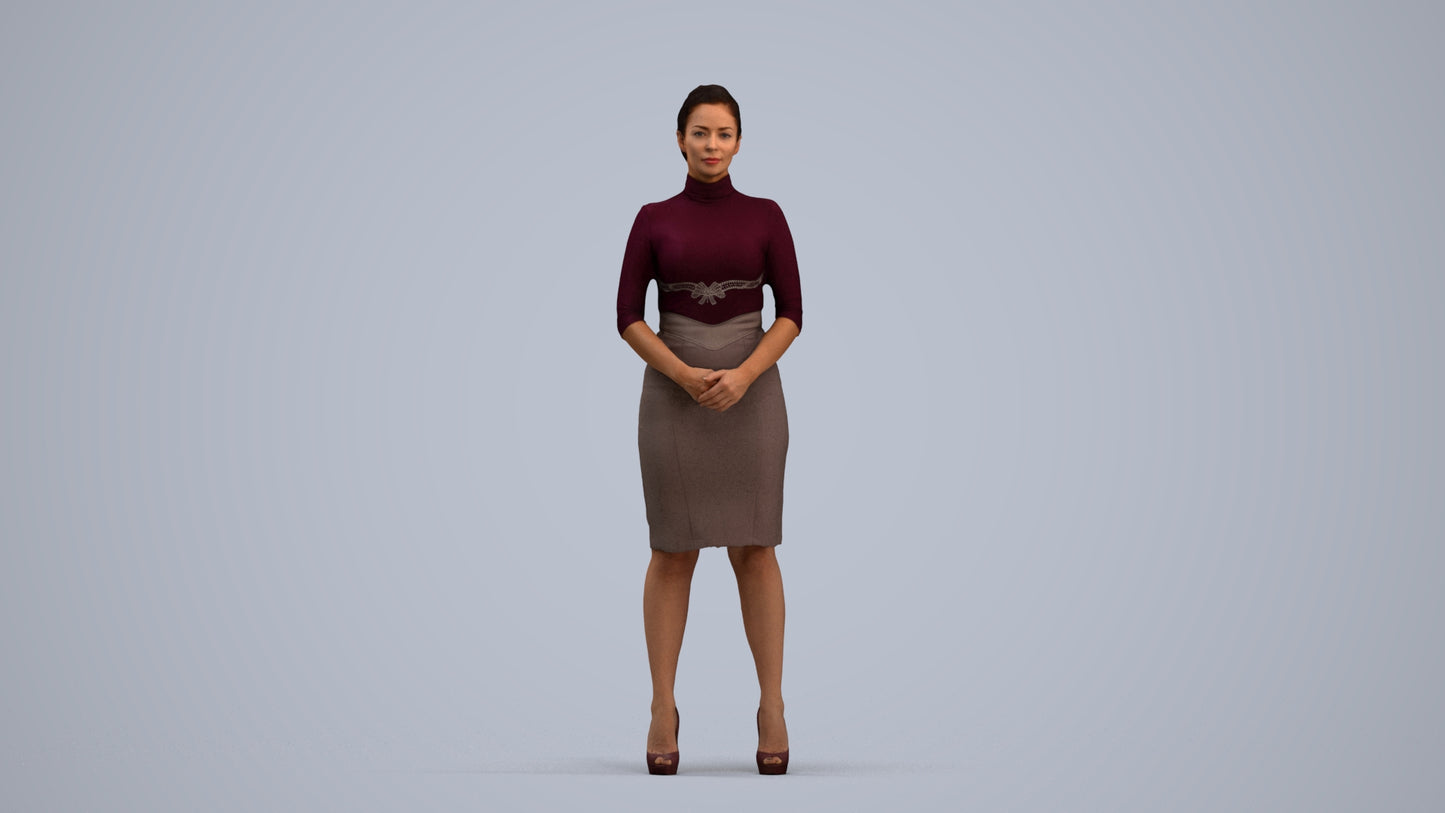 scanned 3D woman business, photogrammetry people for Enscape and V-Ray, standing pose render