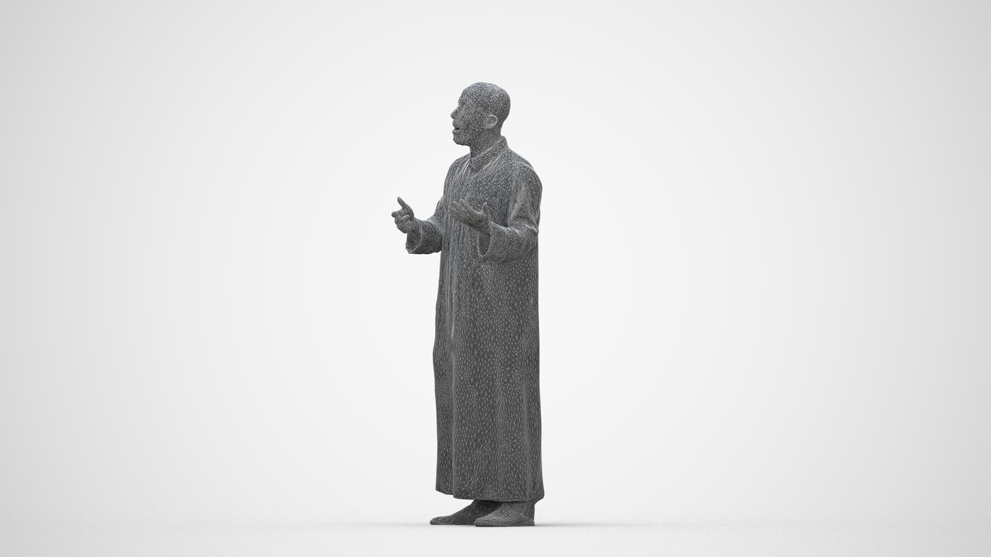 realistic 3D human man standing, archviz people FBX OBJ for Blender, wireframe back view