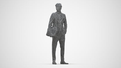 3D human model man business, photogrammetry scanned person for archviz, wireframe back view