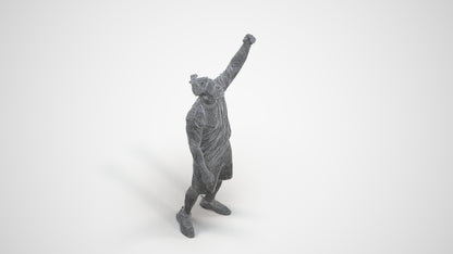 3D human model man sport, photogrammetry scanned person for archviz, wireframe three-quarter view