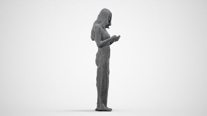 photogrammetry 3D woman casual standing, realistic human model archviz FBX, wireframe side view