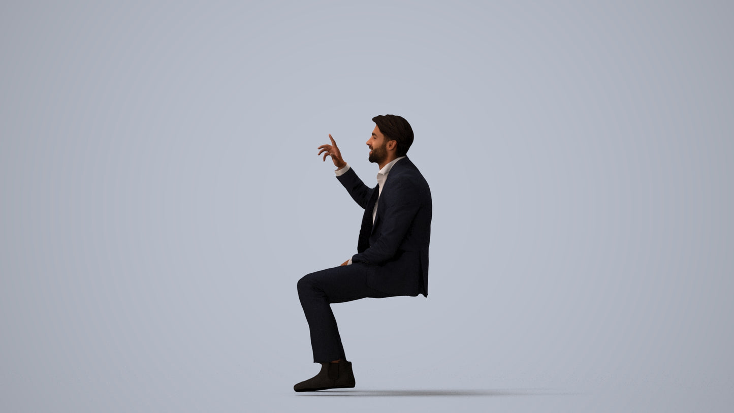 photogrammetry 3D man business, realistic human model archviz FBX, three-quarter view render