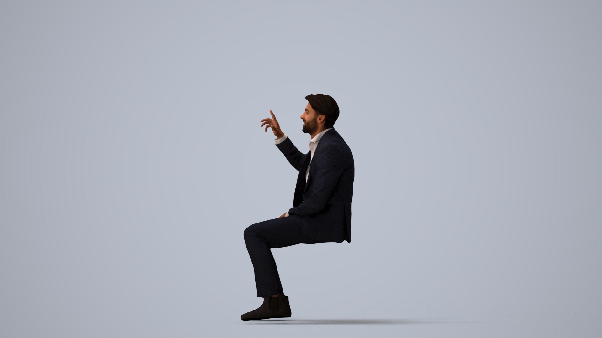 photogrammetry 3D man business, realistic human model archviz FBX, three-quarter view render