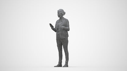 scanned 3D woman business, photogrammetry people for Enscape and V-Ray, wireframe back view