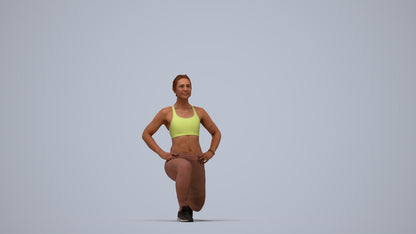 realistic 3D human woman sport, archviz people FBX OBJ for Blender, top-down view render