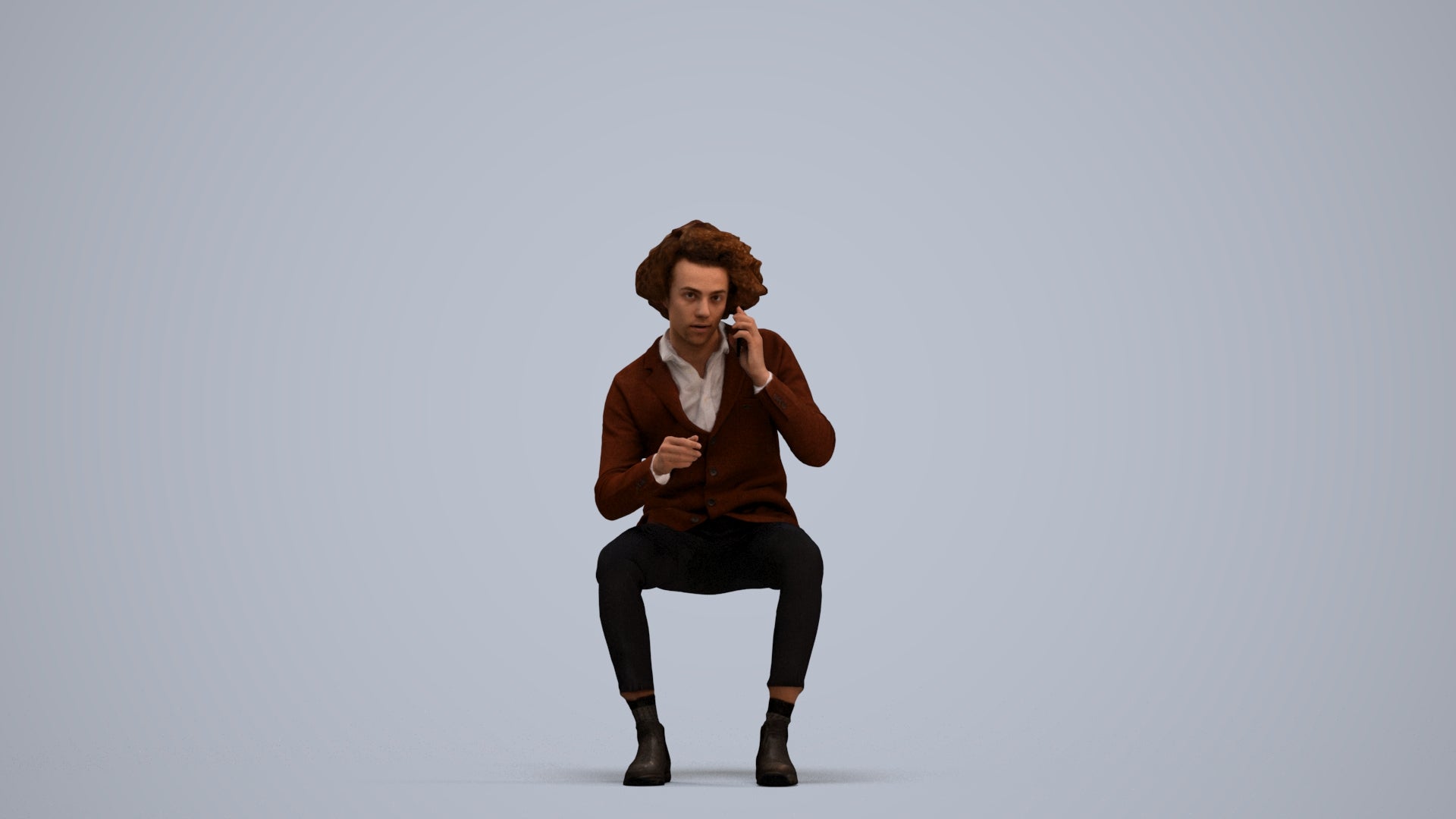 3D scanned man sitting business, photorealistic archviz people for Enscape and SketchUp, standing pose render