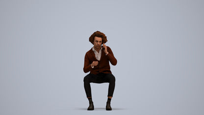 3D scanned man sitting business, photorealistic archviz people for Enscape and SketchUp, standing pose render