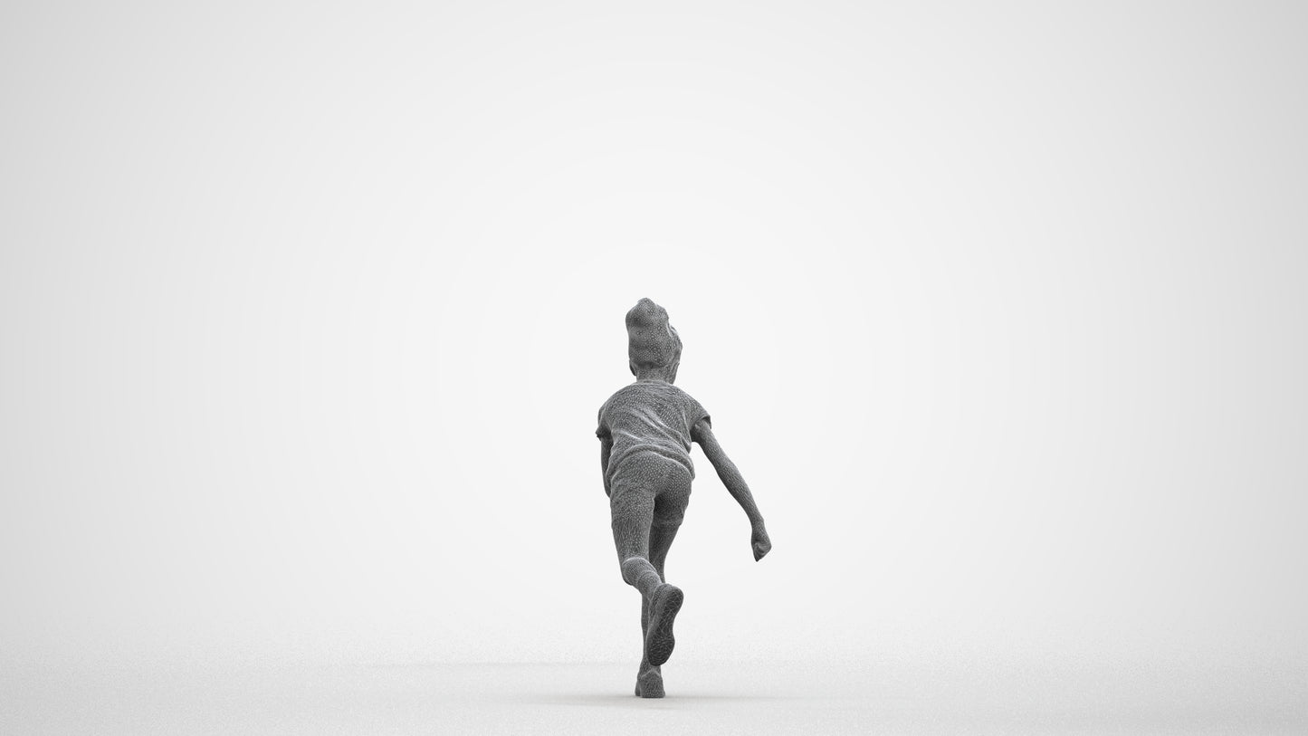 realistic 3D human girl casual kids, archviz people FBX OBJ for Blender, wireframe front view