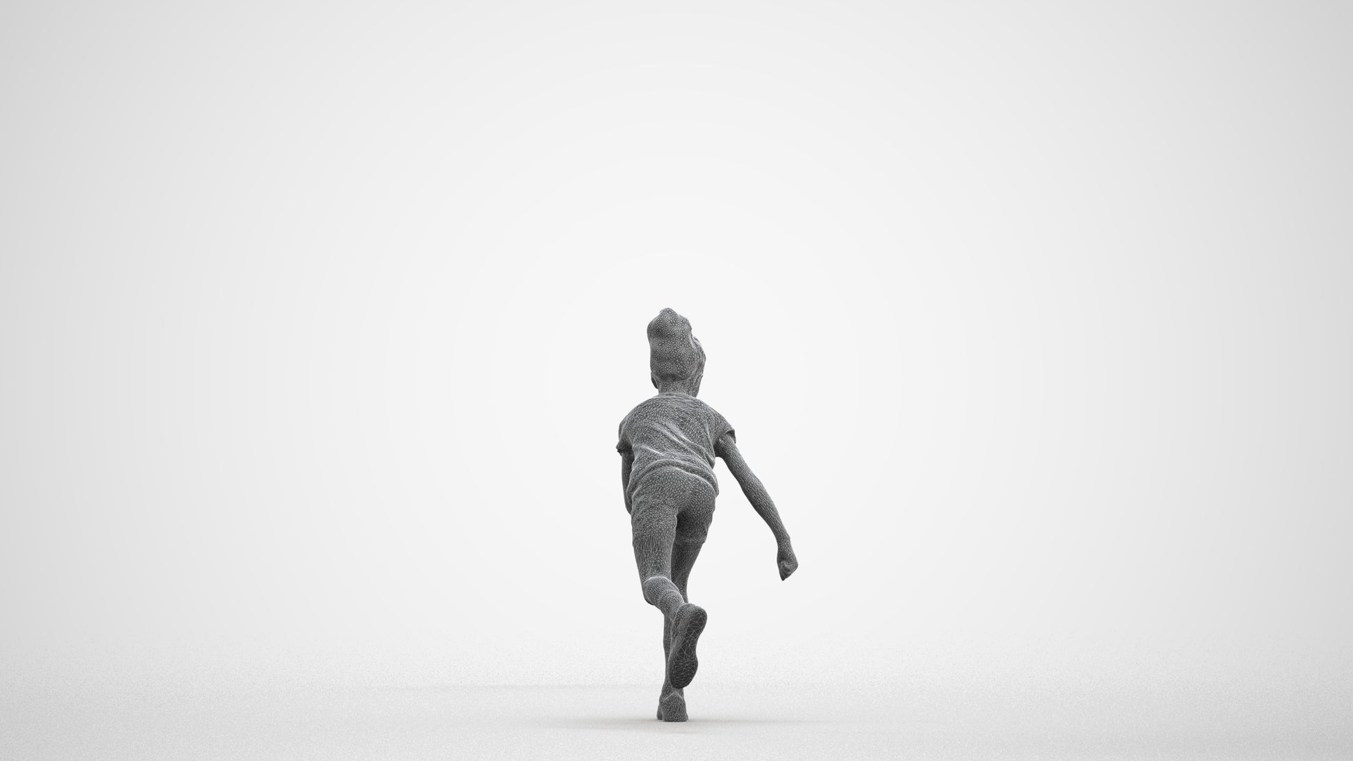 realistic 3D human girl casual kids, archviz people FBX OBJ for Blender, wireframe front view