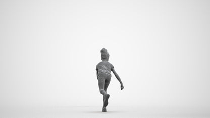realistic 3D human girl casual kids, archviz people FBX OBJ for Blender, wireframe front view