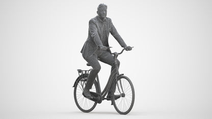 photogrammetry 3D man business cycling, realistic human model archviz FBX, three-quarter front view render
