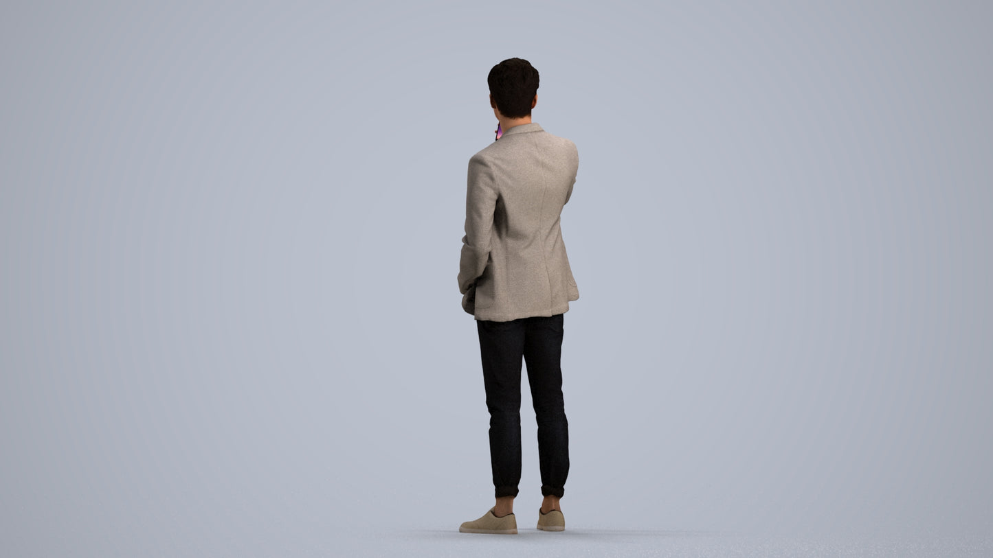 realistic 3D people man business standing, render-ready for V-Ray and Corona, FBX OBJ, front view render
