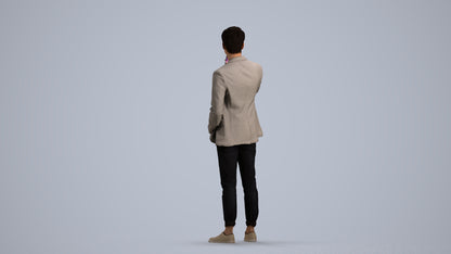 realistic 3D people man business standing, render-ready for V-Ray and Corona, FBX OBJ, front view render