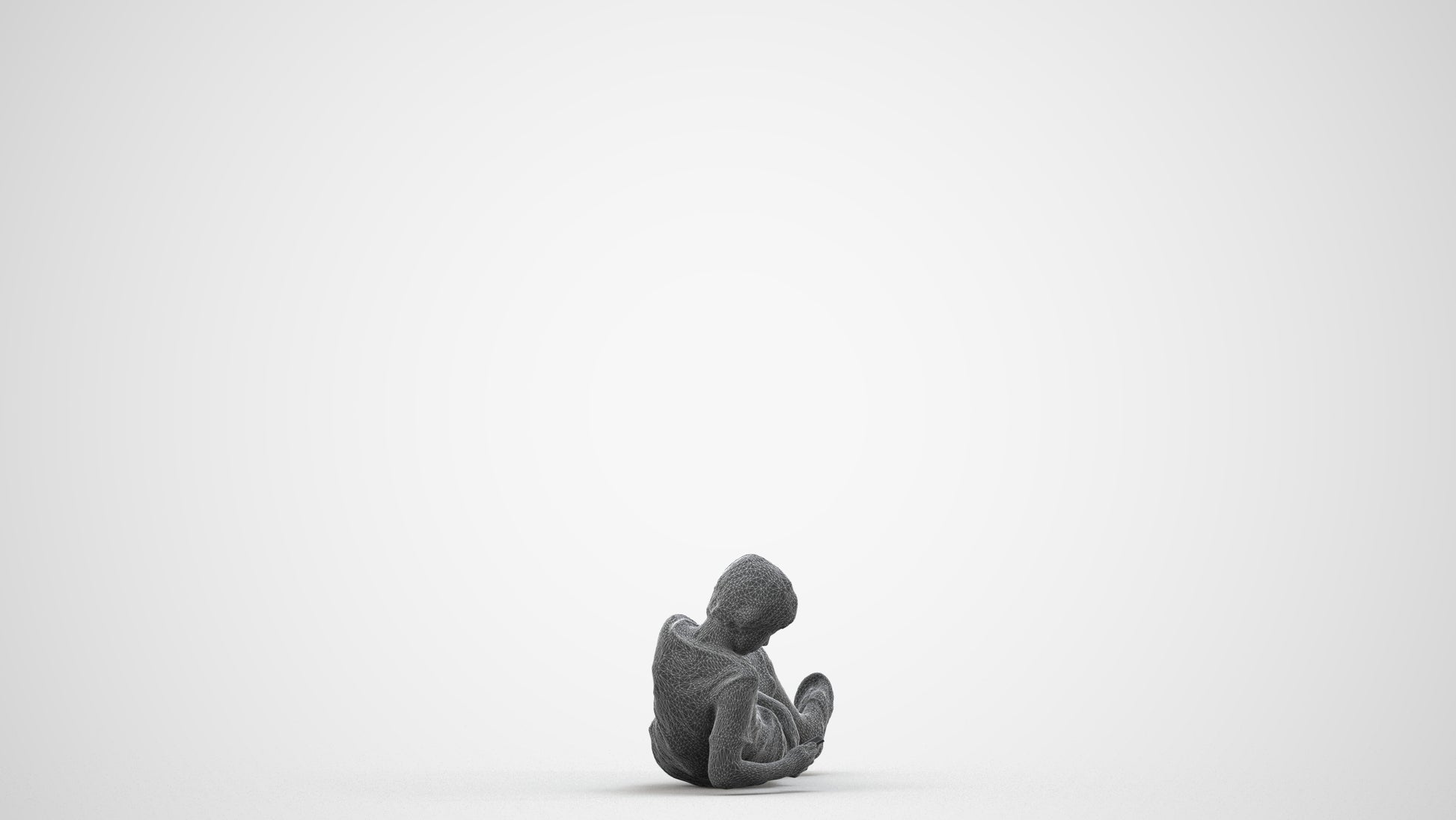 3D human model boy casual kids, photogrammetry scanned person for archviz, wireframe side view