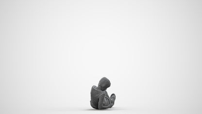 3D human model boy casual kids, photogrammetry scanned person for archviz, wireframe side view